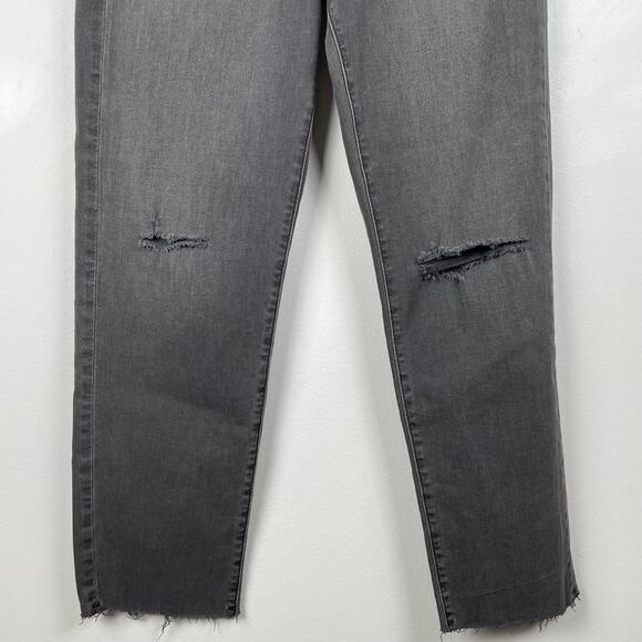 Hudson Kass High Rise Straight Ankle Jeans Grey Distressed Raw Hem Size 27 - Picture 6 of 10